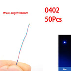 50pcs 0805 1206 SMD Lamp Wired Micro Led Pre-Soldered Micro Litz Wired Chip 30cm 3V Railway Model Scenes Light DIY Leads Wires