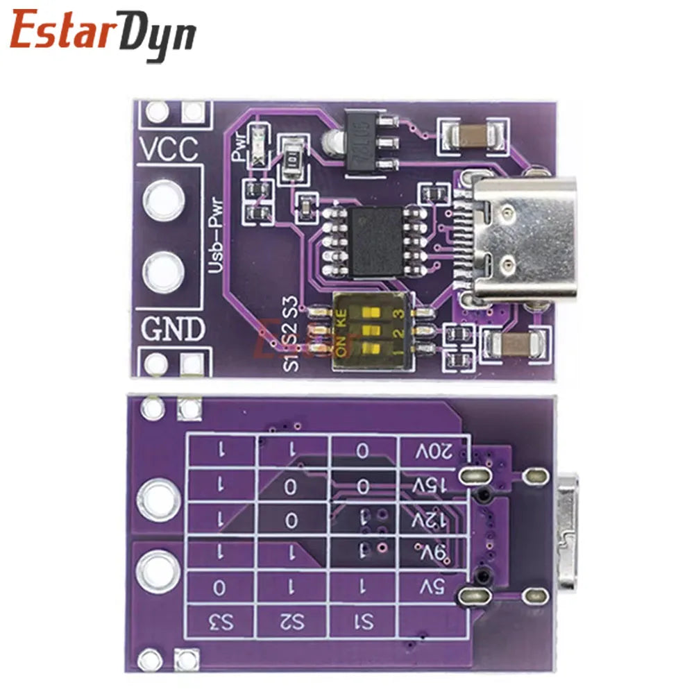 Estardyn Type-C PD QC AFC Fast Charge Polling Detector Tester, USB-C Trigger Board DC Power Converter for Laptop Phone