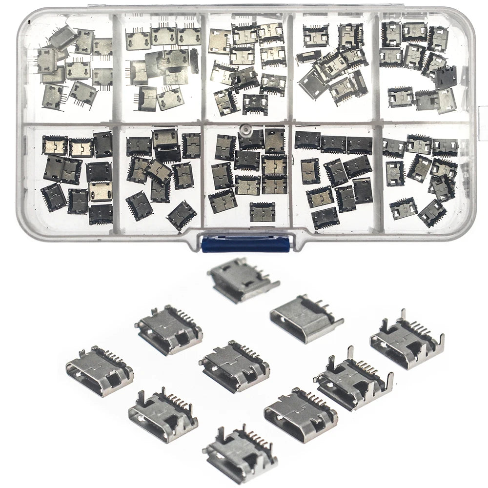 10 Model 50/100Pcs Micro USB Female 5pin DIP Type B SMT USB Connectors Jack Tail Sockect Plug Terminals For Diy repair MP3/4/5