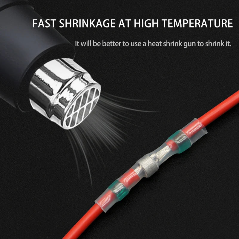 Solder Seal Wire Connectors 3:1 Shrinkage Rate Waterproof Electrical Cable Terminals DIY Heat Shrink Tube Electrical Butt Splice