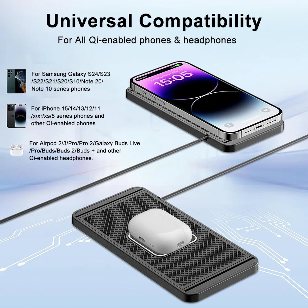 Car Wireless Charger for Samsung Galaxy S24 S23 S22 Induction Fast Car Charging Pad for iPhone Xiaomi Mobile Phone Car Charger
