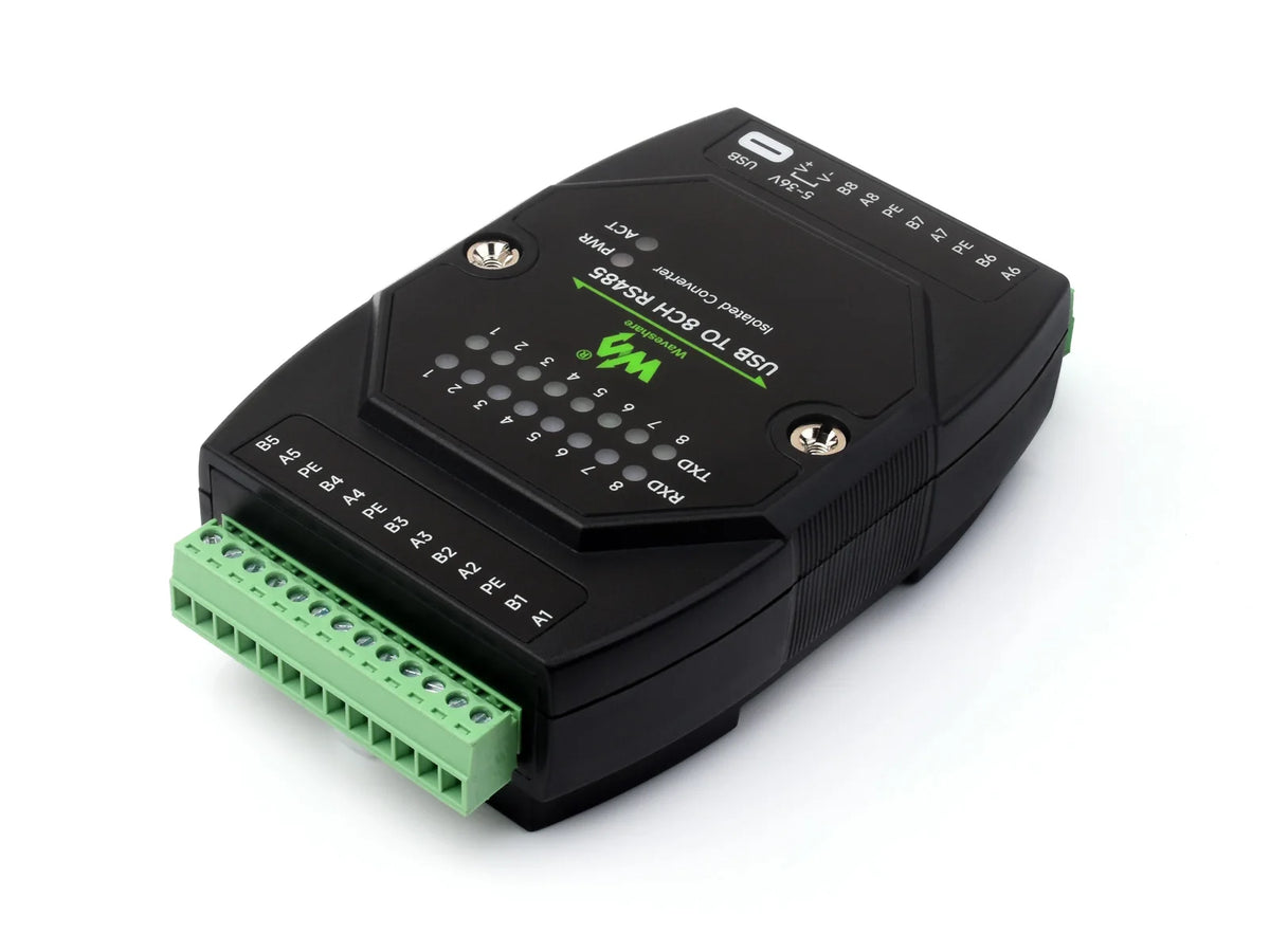 Waveshare USB TO 8CH RS485 Industrial Grade Isolated Converter, USB To RS485 Adapter, Multiple Protection Circuits, Wall-mount