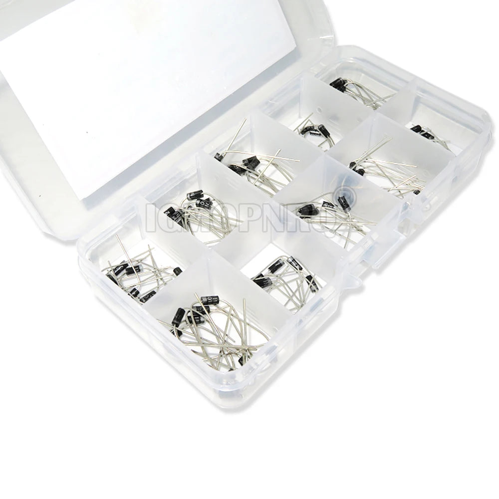 100Pcs/box 10 Values Rectifier Diode Assorted Kit 1N4001 1N4002 1N4003 1N4004 1N4005 1N4006 1N4007 1N5817 1N5818 1N5819