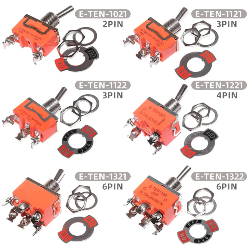 5PCS Miniature Toggle Switch On-Off On-On On-Off-On Power Rocker Switch E-TEN-1021/1121/1122/1221/1321/1322 Power Button Switch