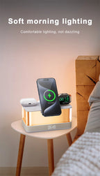 Domars Wireless Charger with Colorful Night Light and Built-In Audio Speaker Supports Fast Charging for Smartphones Earphones