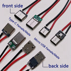 2/5/10/20pcs 2Pin Type‑C/Micro USB Male Female Connector With 6cm Pre‑soldered Wires 5V Charging Jack for DIY Projects Repair