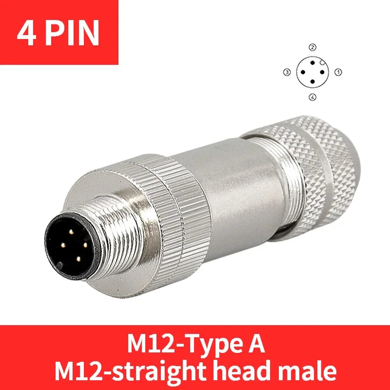 5/10/20 Pcs M12 4/5/6/8/12/17 Pin Shielded Sensor Connector Male Female Metal Assembly Aviation Plug