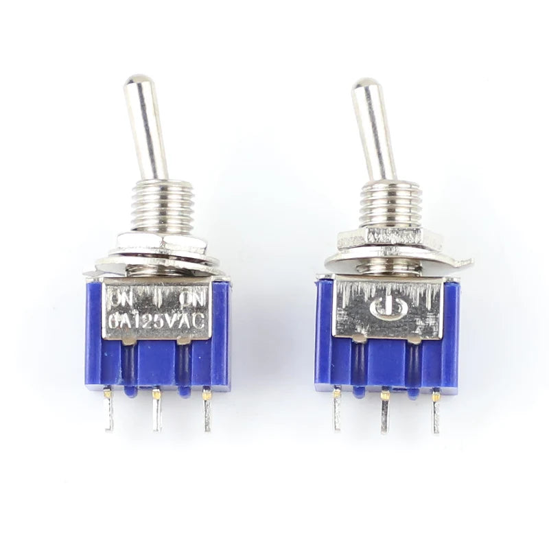 5PCS Blue Mini MTS-102 3-Pin SPDT ON-ON 6A 125VAC Miniature Toggle Switches MTS-103 MTS-202 MTS-203 6PIN ON-OFF-ON