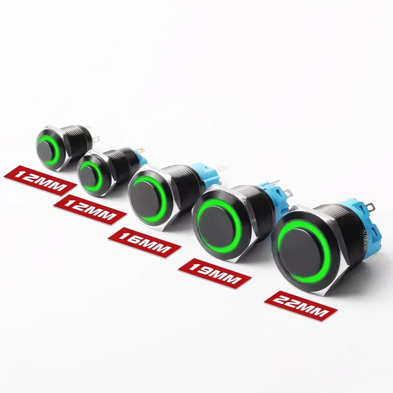 8mm Waterproof Latching Maintained High Round Stainless Steel Metal Push Button Switch Light Shine Car Horn Fix 3V 5V 12V 24V