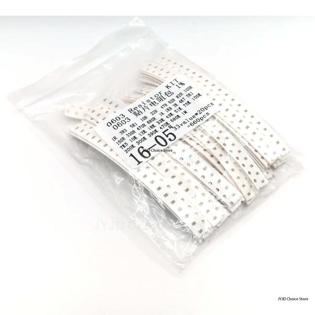 660PCS SMD Resistor Assorted Kit 0603 0805 1206 1% Resistance 1 Ohm to 1M Ohm Chip Resistors for Electronics DIY