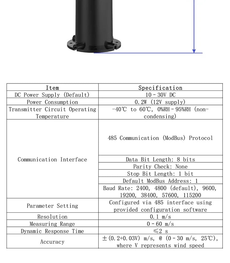 Ultrasonic Wind Sensor Anemometer Module 0‑2V 5V 10V 4‑20mA RS485 NPN PNP Multi‑Output Industrial Weather Station Sensor