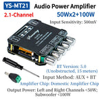 YS-MT21 2.1 Channel Bluetooth 5.0 Subwoofer Amplifier Board 50W X 2+100W Power Audio Stereo Amplifier Board Bass AMP AUX