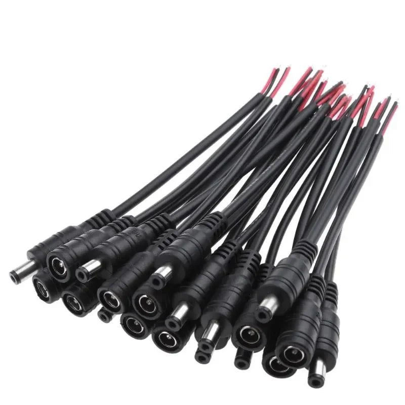 DC Power Pigtails Cable 22AWG Female Male 5.5mm X 2.1mm Connector For 12V Power Supply Adapte CCTV Camera DVR LED Strip