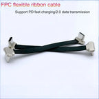 1X TYPEC FPC Flexible Ribbon Cable Male To Male Bidirectional Flexible Ribbon  Carplay Box 75/150/300mmPD Fast Charging 2.0 Data