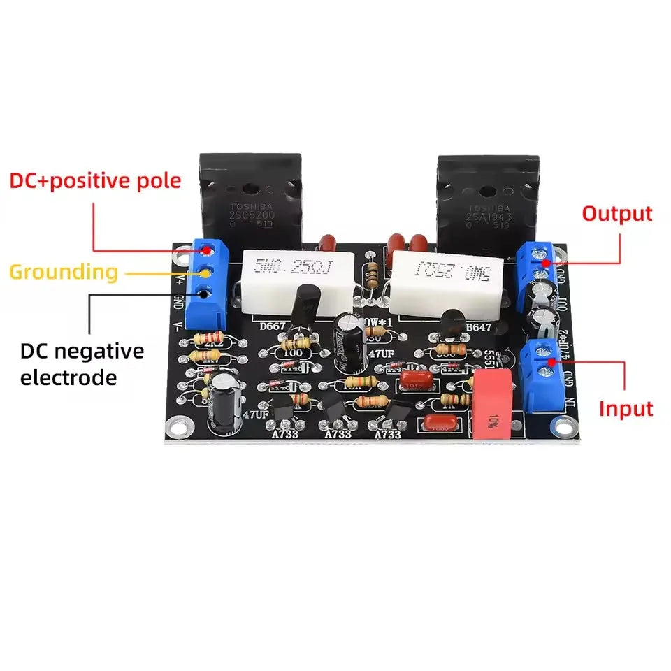 2SC5200+2SA1943 Tube 100W DC 35V Mono Channel HIFI Audio Amplifier Board