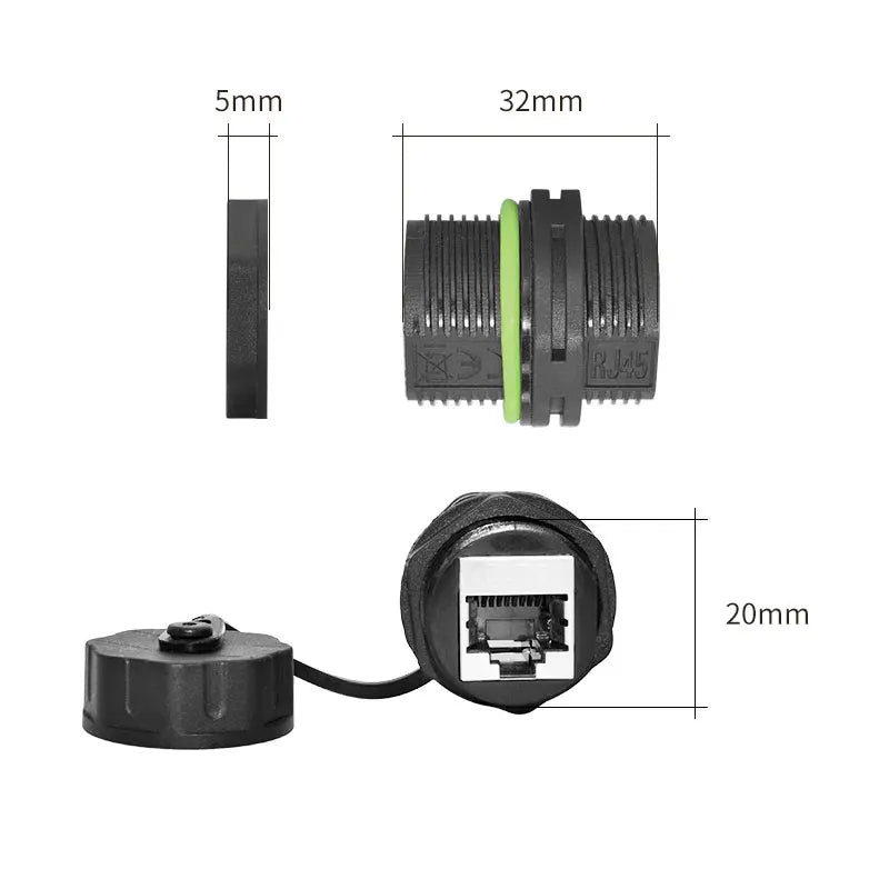 YXY Network RJ45 Panel Mount Connector IP68 Ethernet Dual Size M20/M23 CAT5E/CAT6/CAT6A Waterproof Outdoor Wire Connector