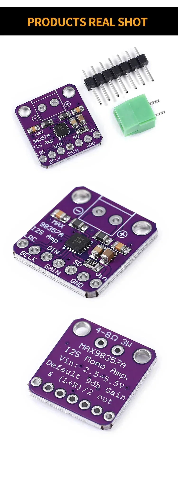 1-10pcs MAX98357A Audio Amplifier Module 3006 I2S 3W Class D Amplifier Without Filtering DIY Power Amplifier Board MAX98357 BGA