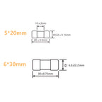10pc/lot One Sell 5*20mm 6*30mm Fast Blow Tube Fuses mm 250V 0.1A 0.2A 0.3A 0.4A 0.5A 0.63A 0.75A 0.8A 1A AMP Fuse Ceramic Fuse