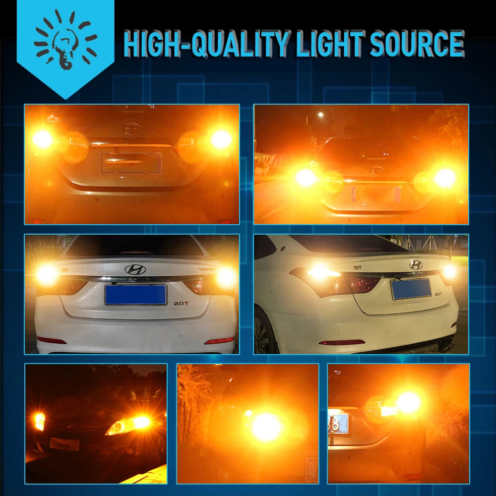 2Pcs WY21W LED Canbus No Error No Hyper Flash Turn Signal Lights Bulb 3030 SMD T20 7440 W21W 1156 BA15S LED Lamp 12V Orange
