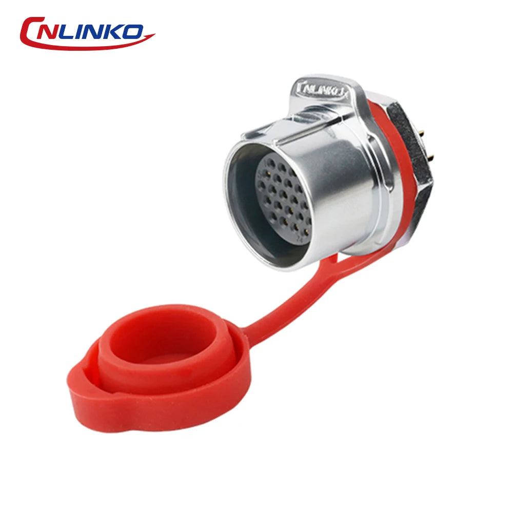 CNLINKO M24 Industrial Power & Signal Connector 2-24 Pin 25A 500V Waterproof IP68 Semi-Metal Solder Type Single-Hole Mount