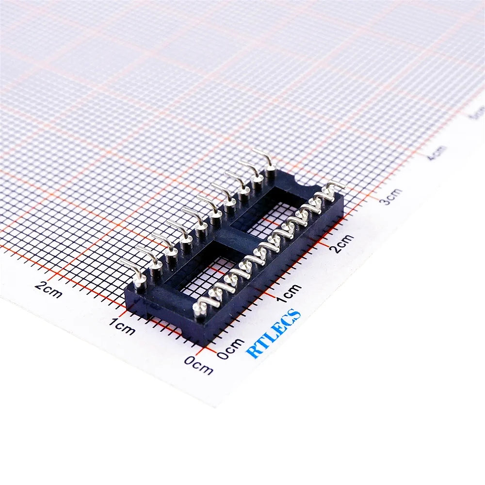 5/50 Pcs 2.54MM Pitch SMD DIP IC Socket Contact Clip Surface Mount Machined Receptacle 4 6 8 10 12 14 16 18 20 24 Pin Row 7.62mm