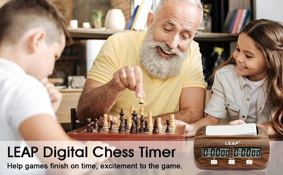LEAP Chess Clock Digital Chess Timer with Count up / Countdown Timer for Board Games Timer with Alarm Function Wood Appearance