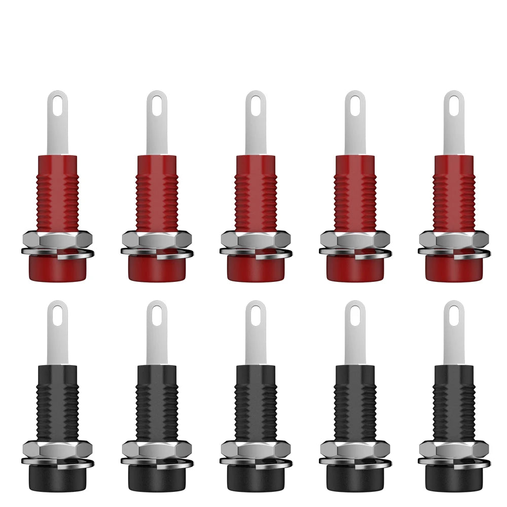 QSS 10pcs 2mm Banana Socket with Spring Tabs Banana Plug Jack  Panel Socket Electrical Connector Terminal DIY Parts