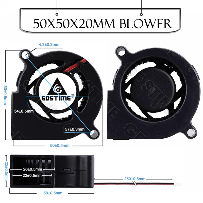Gdstime 4010 24V Blower 12V 5V Cooler Fan 5015 Radial Fan 50x15MM Turbine Cooling Fan 30MM Micro Fan for 3D Printer Part Cooling