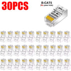 RJ45 CAT5 Pass Through Connectors Crystal End Gold-Plated to Crimp Modular Plug for Solid Or Stranded UTP Network Cable Sleeve