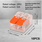 10-150PCS Universal Electrical Quick Wire Connectors 2/3/4/5 Port Plug-in Terminal Block DIY Cable Kit 28-12AWG 250V 32A