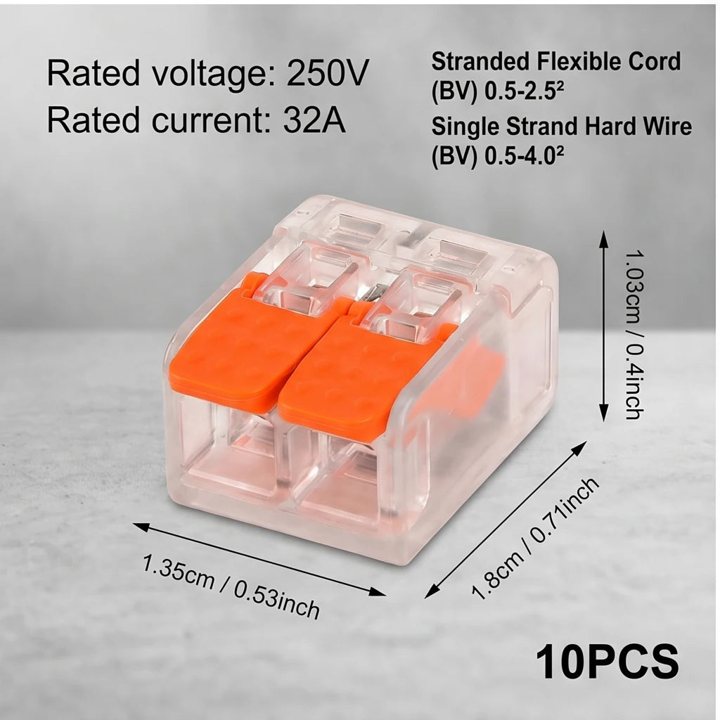 10-150PCS Universal Electrical Quick Wire Connectors 2/3/4/5 Port Plug-in Terminal Block DIY Cable Kit 28-12AWG 250V 32A