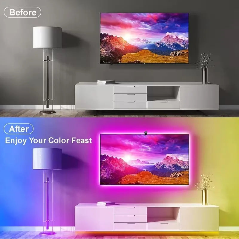 LED TV Backlight with Color Picking Sensor RGB-IC Led Strip Lights App Control Music Sync Light for 55-75inch PC/TV Ambient Ligh