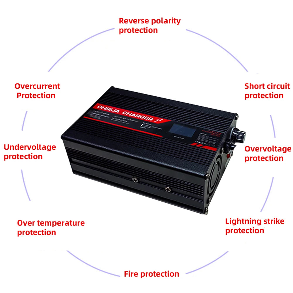67.2V 4A  Charger Smart Aluminum Case Is Suitable For 16S 60V OLED Dispay Li-ion Lipo Battery OLED Display Fast Charger OHRIJA