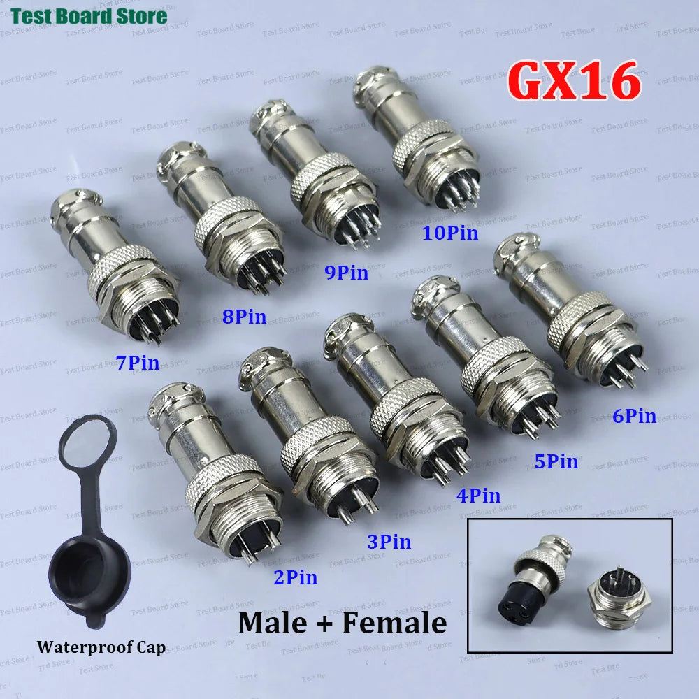 1/5/10Set GX16 Aviation Connector 2 3 4 5 6 7 8 9 10 Pin Male Plug Female Socket Waterproof Circular Connector