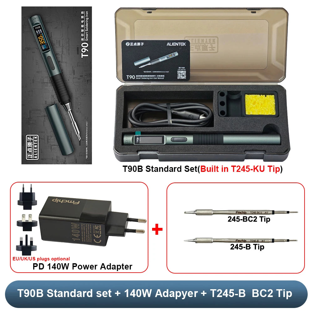 ALIENTEK T90B Smart Soldering Iron PD3.1 140W 80-450℃ Adjustable Temperature Precision Welding Solder Tools T245 Tip Series