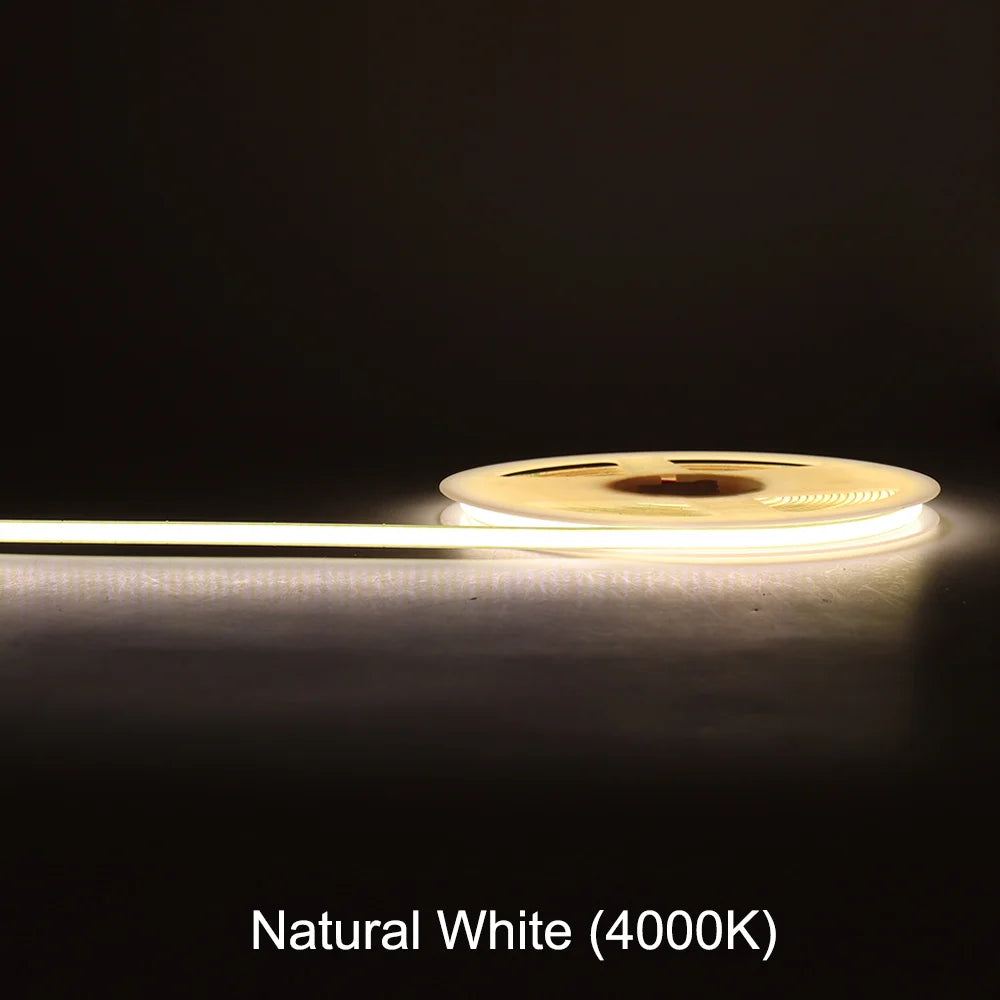 FOB COB LED Strip Lights 3mm 5mm 8mm 10mm 12V 24V Flexible Dimmable LED Tape Easy Install Cuttable 3000K 4000K 6000K LED Tape