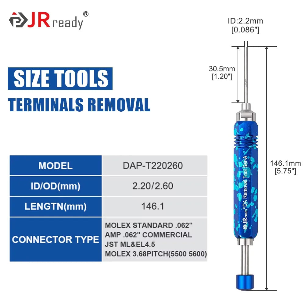 JRready Terminal Extractor Tool For HARTING/TE&AMP 4.2/6.35/2.13/CPC&Molex&Delphi Weatherpack&Amphenol RT360 Series Connectors
