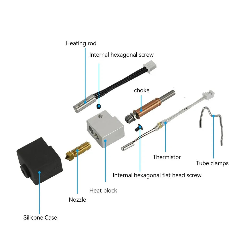 For Anycubic Kobra 3 V2 Hotend Nozzle Thermistor Heating 24v 50w Heater Block For Anycubic Kobra 3 Combo Spare Parts Accessories