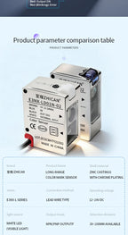 ZHICAN E3NX-L Color Mark Sensor 30-200mm Adjustable Sensing Distance High Precision Registration Detection Label Positioning