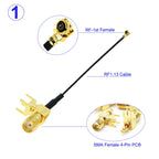 1Pcs SMA to IPX RF1.13 Cable 4Pin PCB RP SMA/SMA Female to u.FL IPX-1 Female Connector RF1.13 WIFI Antenna Extension Jumper