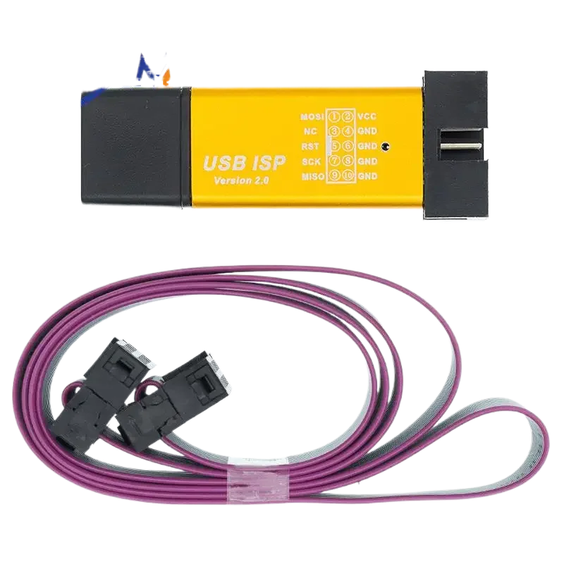 USBASP USBISP AVR Programmer USB ATMEGA8 ATMEGA128 ATtiny/CAN/PWM 10Pin Wire Module DIY + 10Pin To 6 Pin Adapter Board Shell