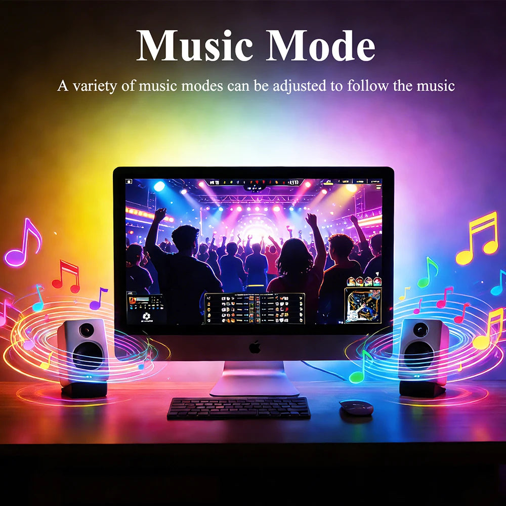 RGB Screen Backlight Strip Light 5V USB Bluetooth 24Keys Remote Kit Music Sycn Atmosphere APP Dreamy for Party Gaming Room Decor