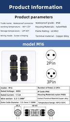 ip68 waterproof connector led connector2/3/4/5/6Pin Adapter terminal Outdoor rain proof of electric wireNo welding for screws
