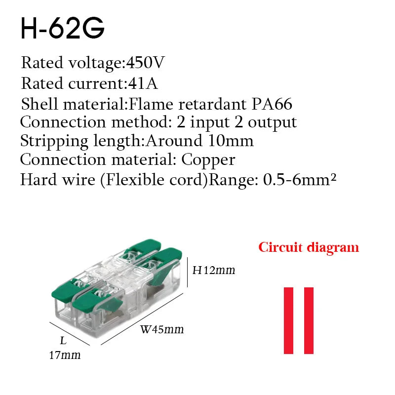 Wire Connector Electrical Terminal Blocks Splitter Led Push in Quick Connectors Conductor Cable  Junction Box 0.5-6mm²