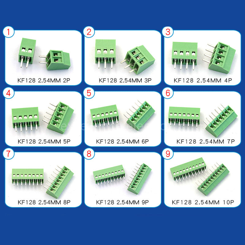 5/10pcs KF128 2.54mm Pitch Mini PCB Screw Terminal Block Connector for Wires 2P 3P 4P 5P 6P 7P 8P 9P 10P 12P 16P Terminal