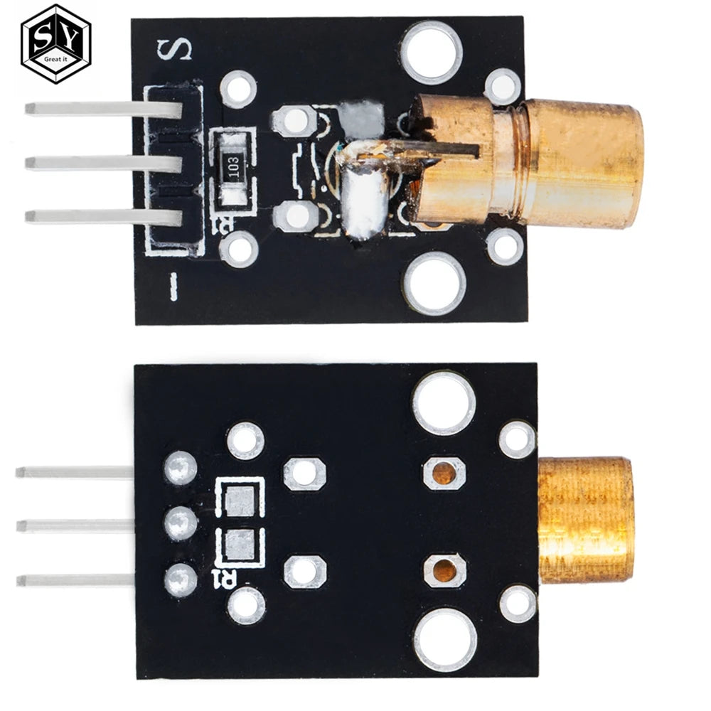 1PCS  KY-008 650nm Laser sensor Module 6mm 5V 5mW Red Laser Dot Diode Copper Head for arduino DIY Kit