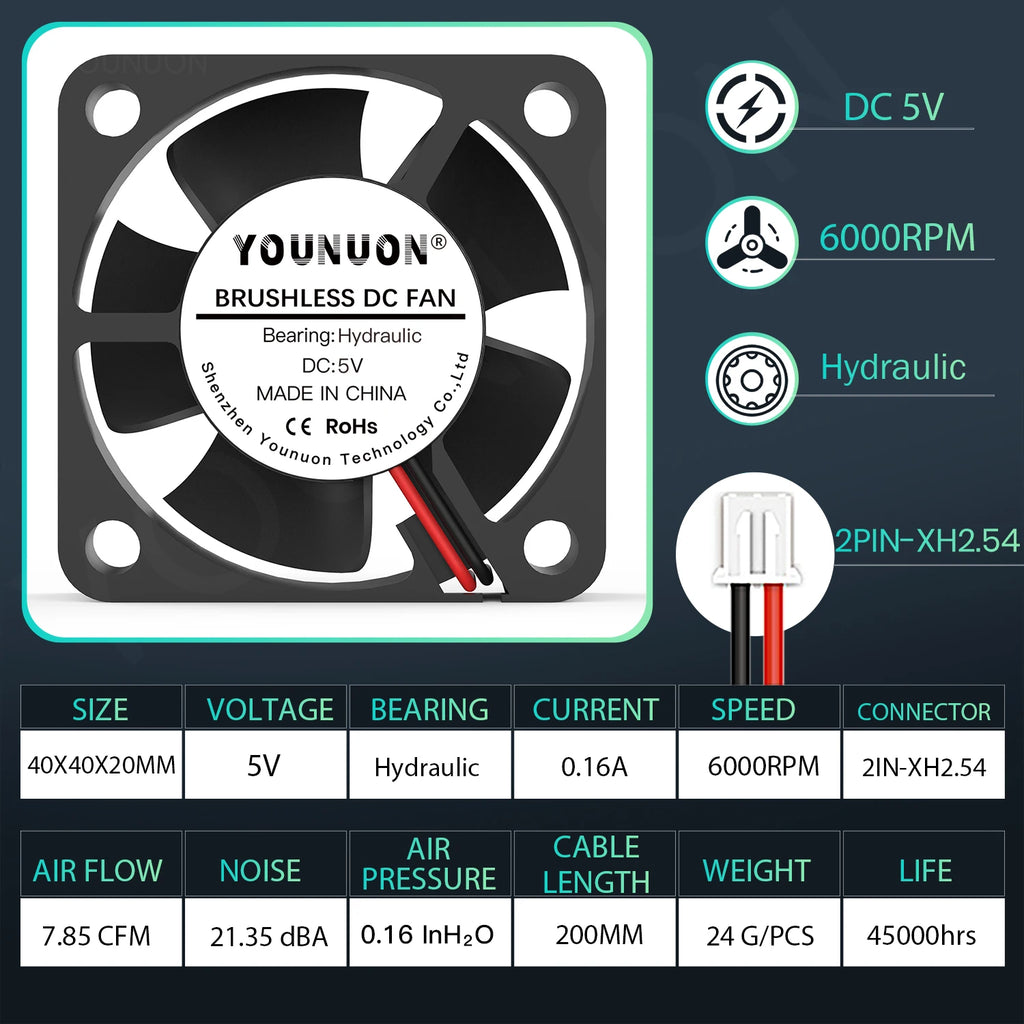 Dual Ball 40mm Cooling Fan 40x40x20mm Cooler 24V 12V 5V 4020 Computer Case Cooling Fan 2PIN 3PIN Heatsink Fan 3D Printer Fan