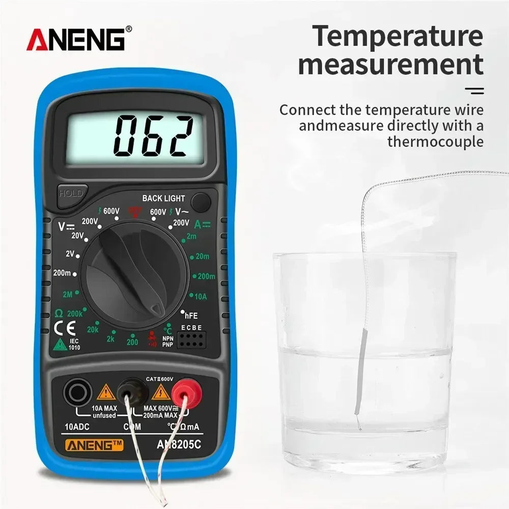 ANENG AN8205C Volt Ohm Multimetro Tester Meter With Thermocouple LCD Backlight Portable Digital Multimeter AC/DC Ammeter