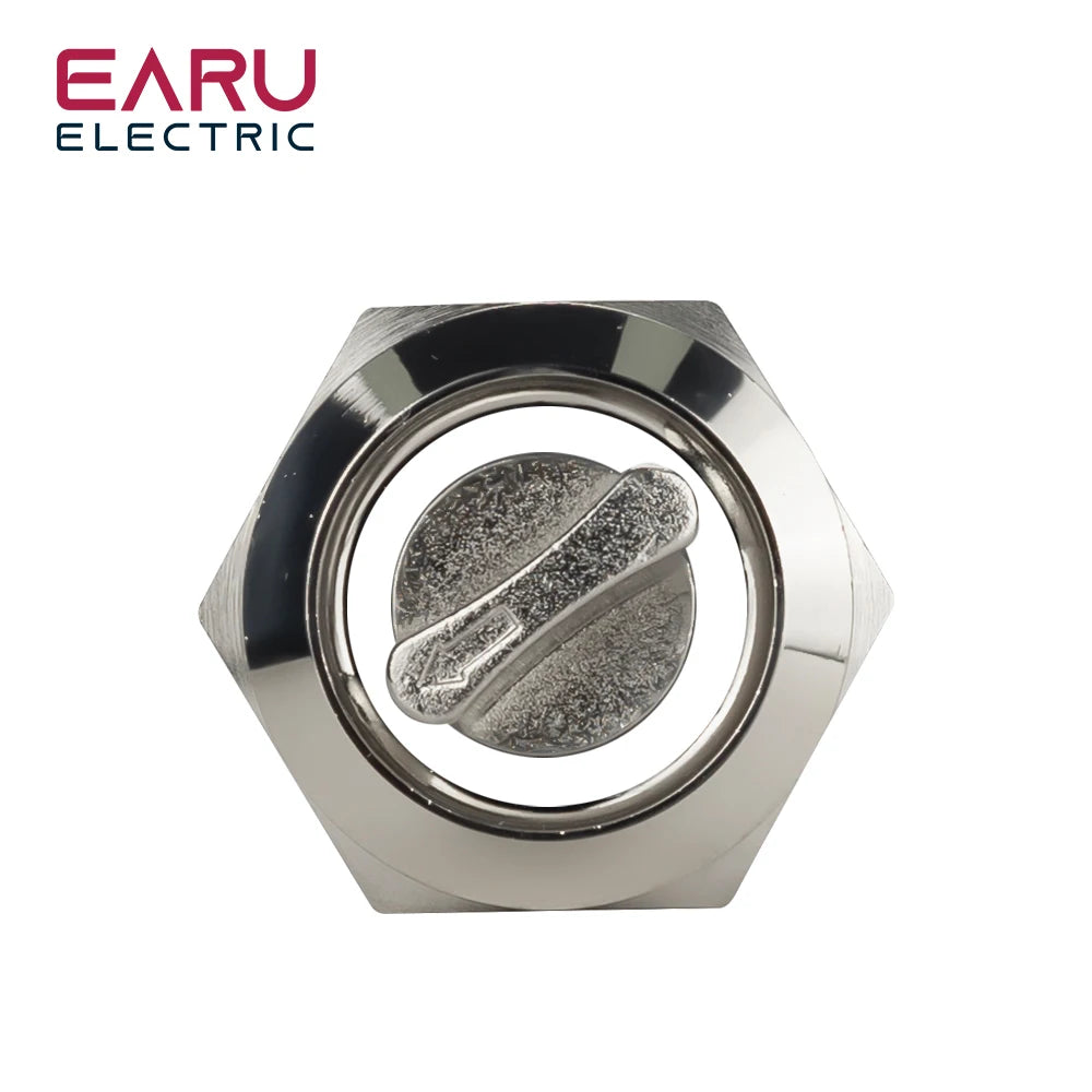 19mm 2 3 Position Latching Stainless Steel Metal Selector Rotary Switch with LED Waterproof  DPDT Illuminated Self-locking