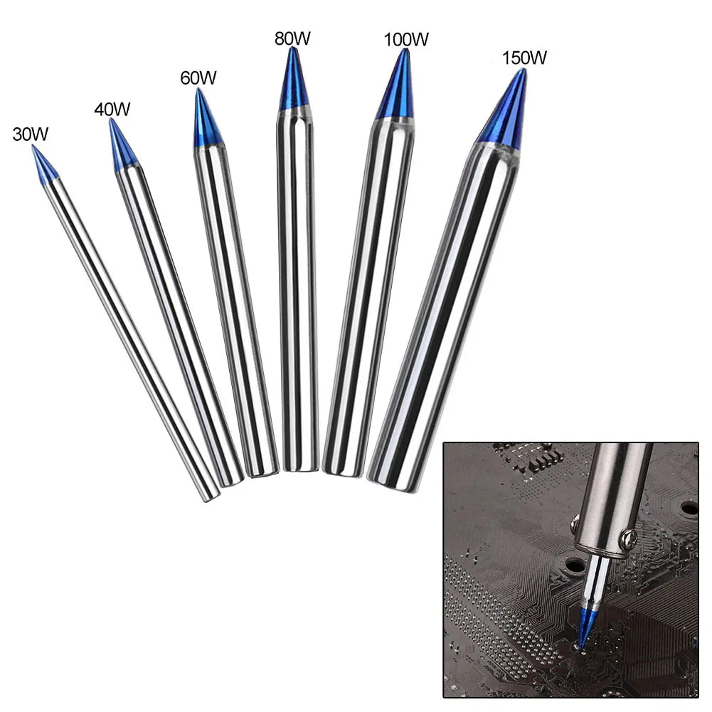 1pc Soldering Iron Tips Blue Pointed Welding Tips 30/40/60/80/100/150W External Heat Soldering Iron Lead-Free Station Solder